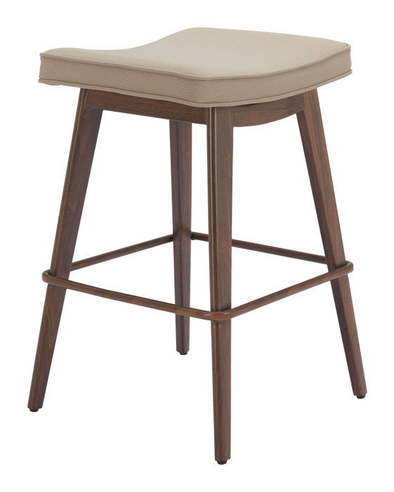 Zuo Modern Divat Counter Stool (Set of 2) Beige & Walnut