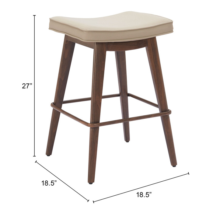 Zuo Modern Divat Counter Stool (Set of 2) Beige & Walnut