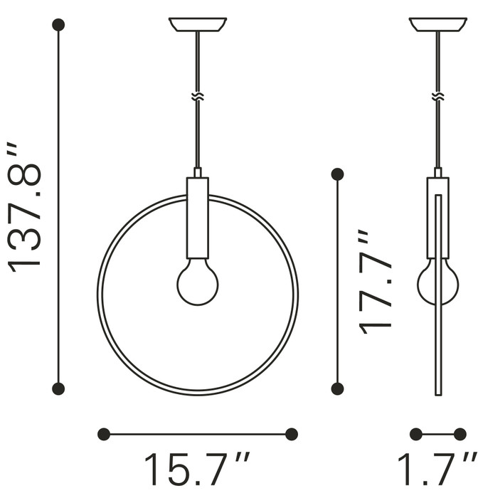 Zuo Modern Irenza Ceiling Lamp Brass