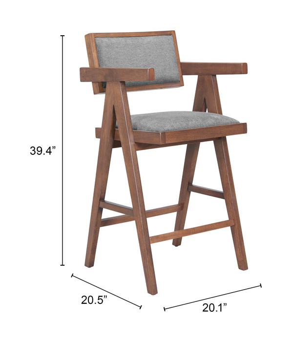 Zuo Modern Delhi Counter Stool (Set of 2) Gray & Walnut