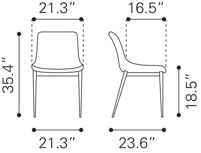 Zuo Modern Magnus Dining Chair (Set of 2) Black & Walnut