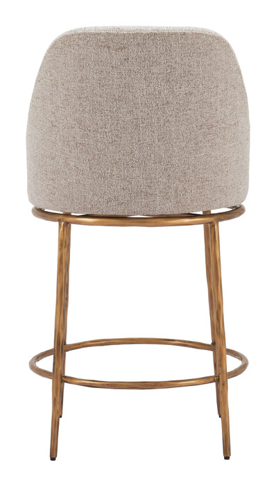 Zuo Modern Nordhavn Swivel Counter Stool Beige & Gold