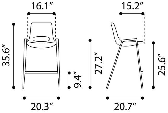 Zuo Modern Desi Counter Stool (Set of 2) Beige & Gold