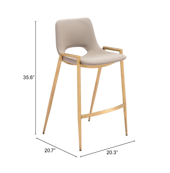 Zuo Modern Desi Counter Stool (Set of 2) Beige & Gold