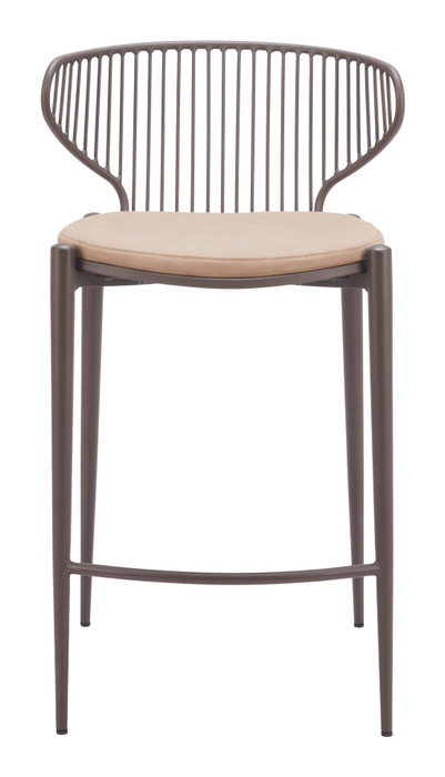 Zuo Modern Silues Counter Stool (Set of 2) Taupe & Brown