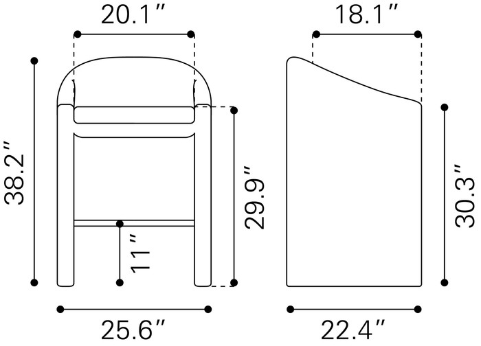 Zuo Modern Emas Barstool Midnight Gray