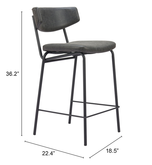 Zuo Modern Charon Counter Stool (Set of 2) Vintage Black