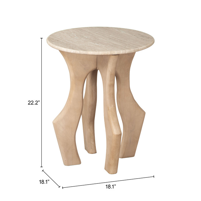 Zuo Modern Eda Side Table White & Natural