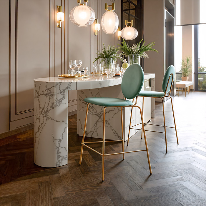 Zuo Modern Odessa Counter Stool (Set of 2) Green & Gold