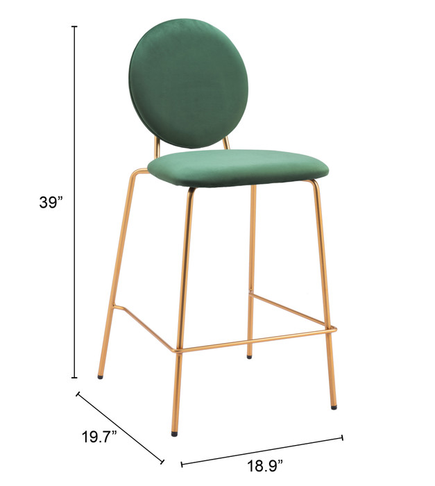 Zuo Modern Odessa Counter Stool (Set of 2) Green & Gold