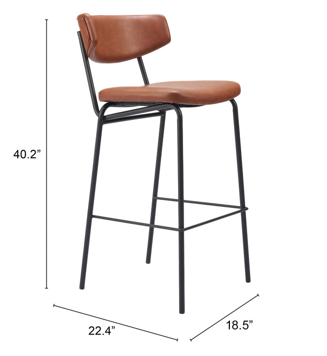 Zuo Modern Charon Barstool (Set of 2) Vintage Brown