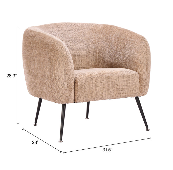 Zuo Modern Racine Accent Chair Linen Beige