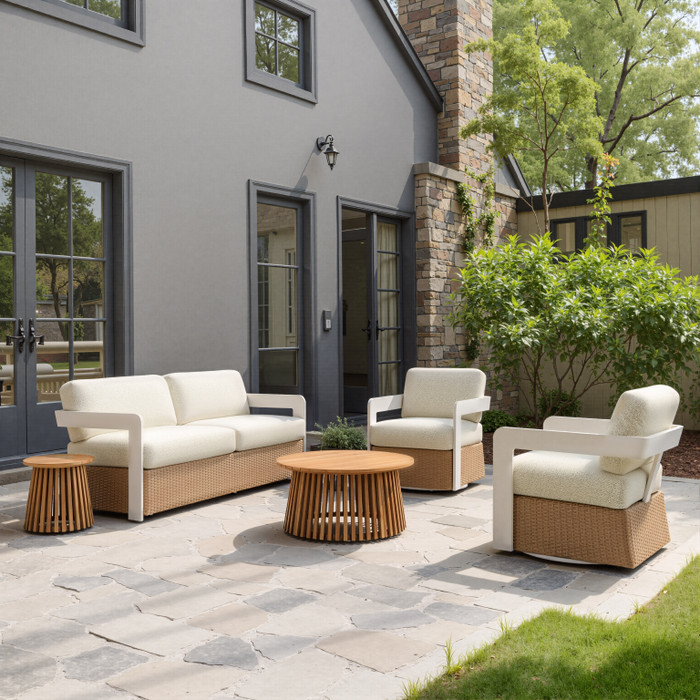 Zuo Modern Gelo Swivel Chair White & Brown