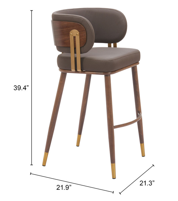 Zuo Modern Brew Barstool Brown & Walnut
