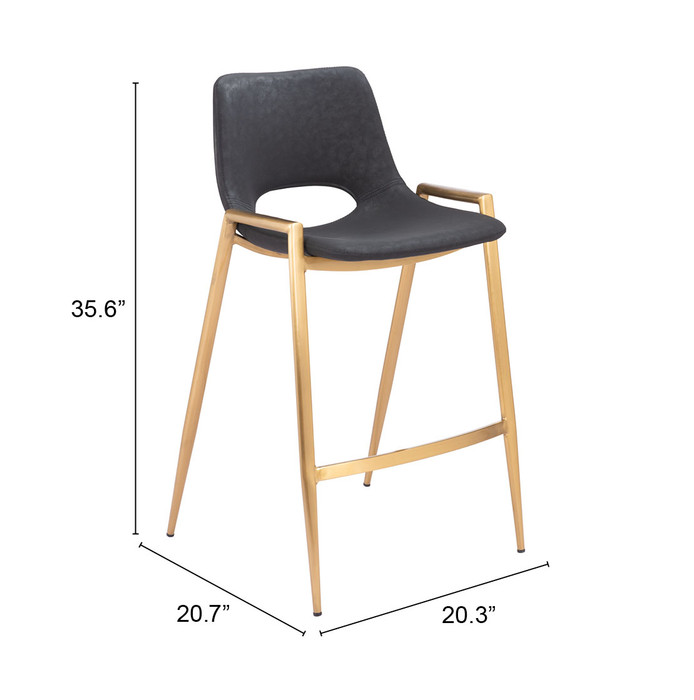 Zuo Modern Desi Counter Stool (Set of 2) Black & Gold