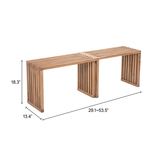 Zuo Modern Riviera Extendable Bench (Set of 2) Natural