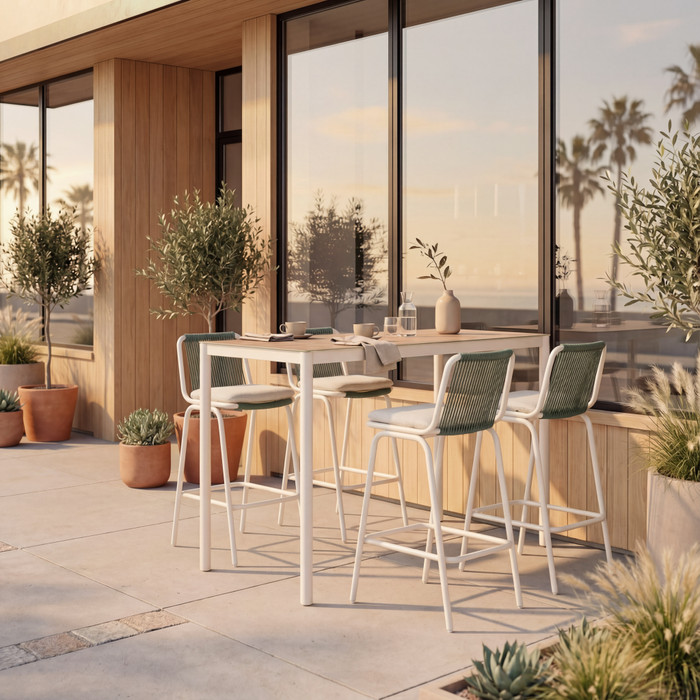 Zuo Modern Luft Barstool (Set of 2) White & Green