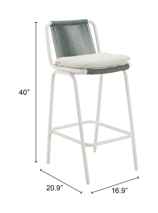 Zuo Modern Luft Barstool (Set of 2) White & Green