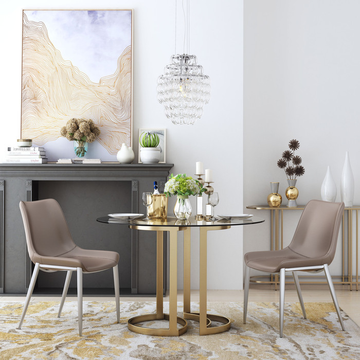 Zuo Modern Magnus Dining Chair (Set of 2) Brown & Silver