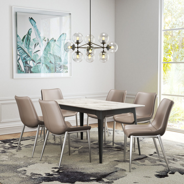 Zuo Modern Magnus Dining Chair (Set of 2) Brown & Silver