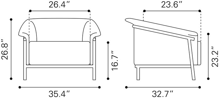 Zuo Modern Burry Accent Chair Slate Gray