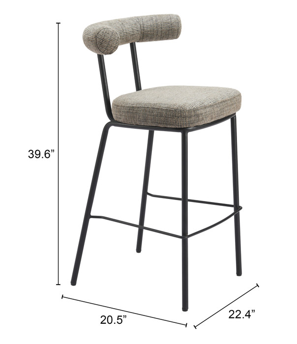 Zuo Modern Kede Barstool Green Tweed