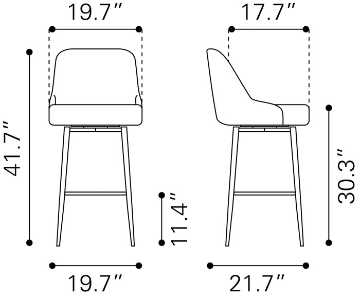Zuo Modern Keppel Swivel Barstool Brown