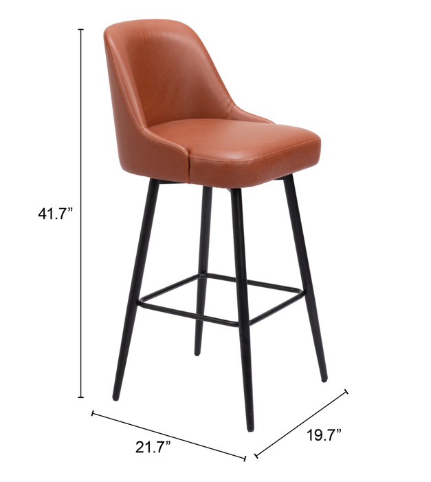 Zuo Modern Keppel Swivel Barstool Brown