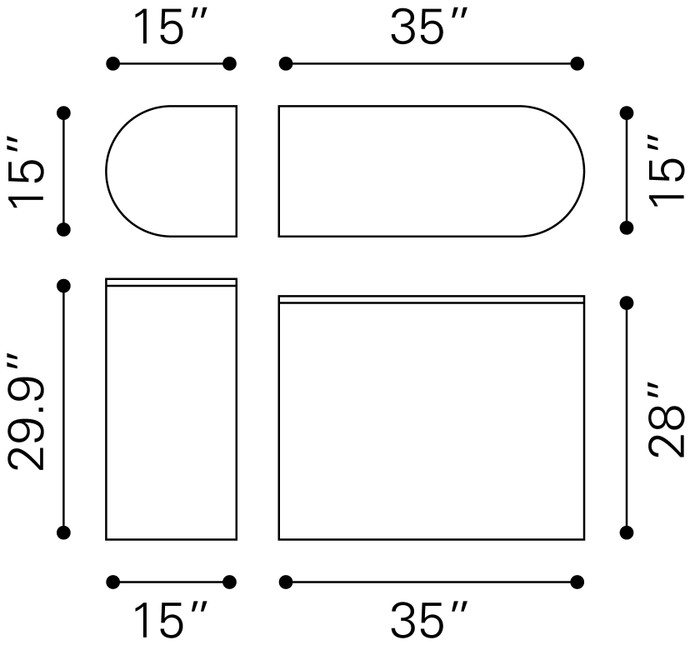 Zuo Modern Ormara Console Table Set (2-Piece) White & Black