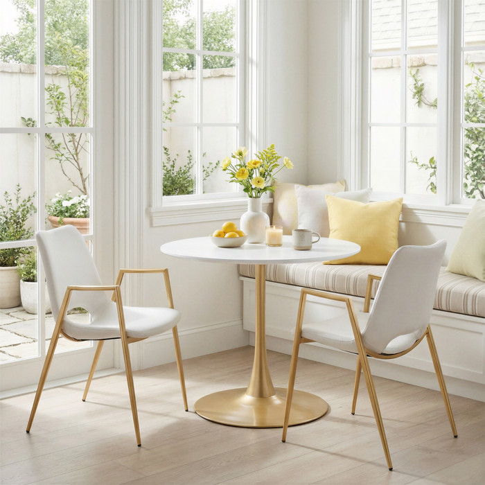 Zuo Modern Opus Dining Table White & Gold