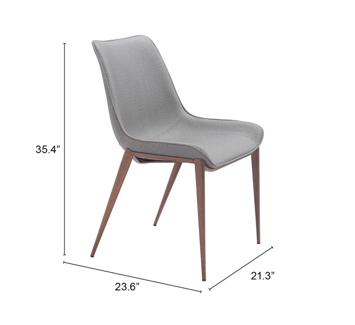 Zuo Modern Magnus Dining Chair (Set of 2) Slate Gray & Walnut
