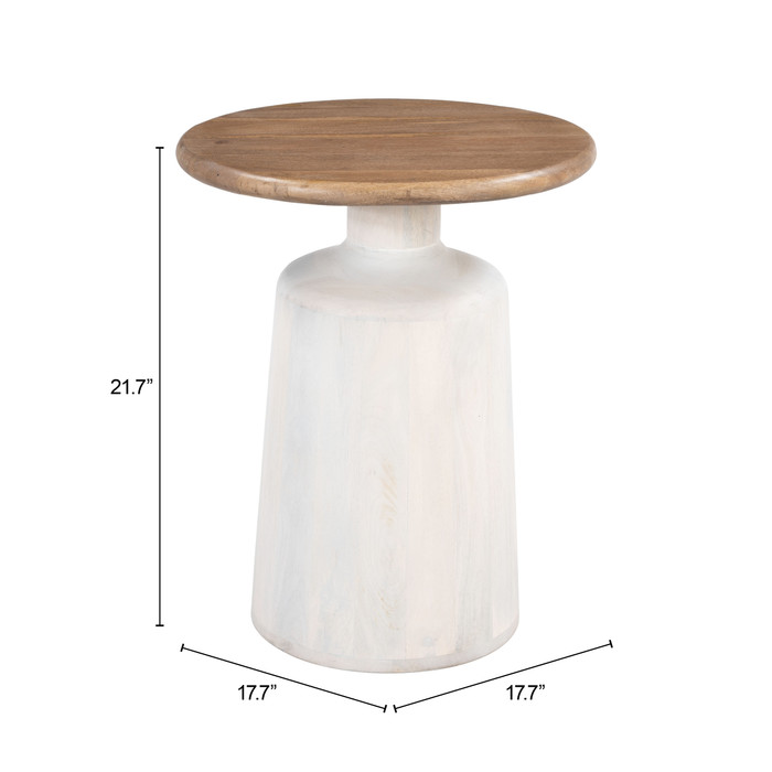 Zuo Modern Goblet Side Table Brown & White