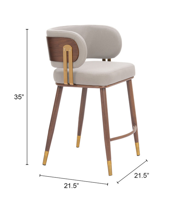 Zuo Modern Brew Counter Stool Beige & Walnut