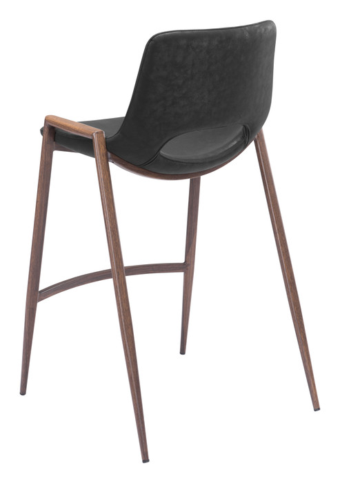 Zuo Modern Desi Counter Stool (Set of 2) Black & Walnut