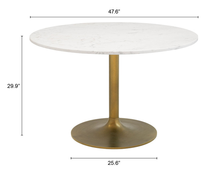 Zuo Modern Ithaca Dining Table White & Gold