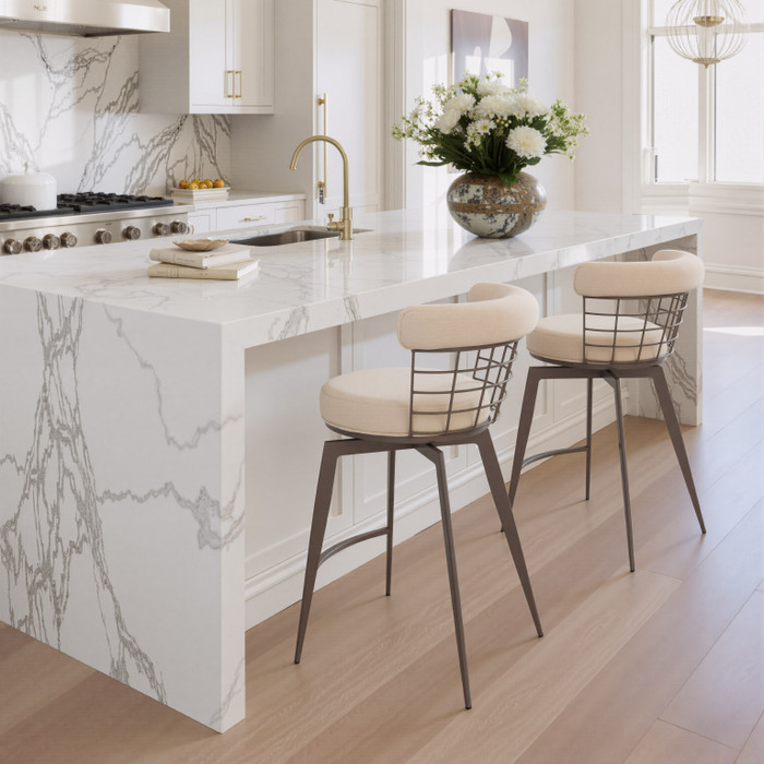 Zuo Modern Saku Swivel Counter Stool Beige & Brown