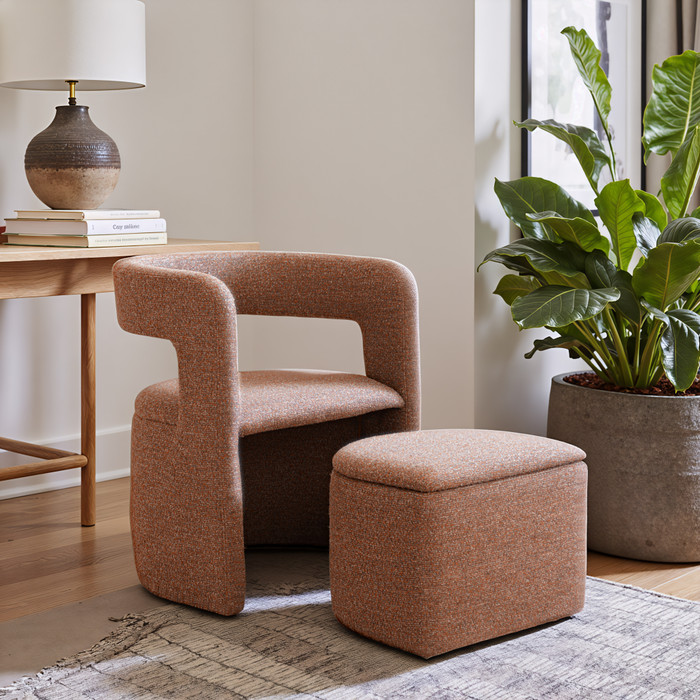 Zuo Modern Atria Accent Chair & Ottoman Tawny Brown