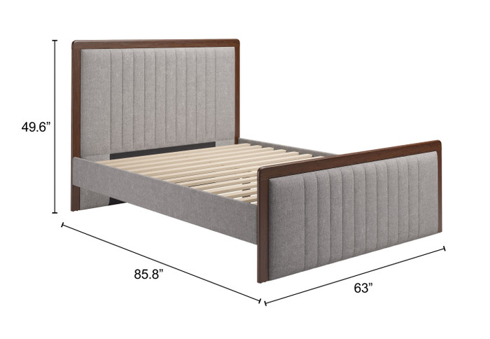 Zuo Modern Somune Queen Bed Gray & Walnut