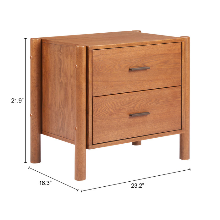 Zuo Modern Beleza Nightstand Walnut