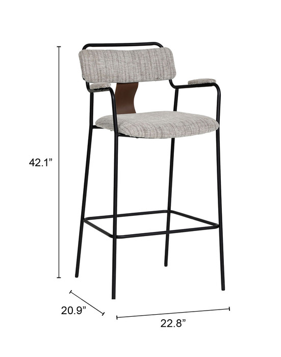 Zuo Modern Couva Barstool (Set of 2) Gray Tweed