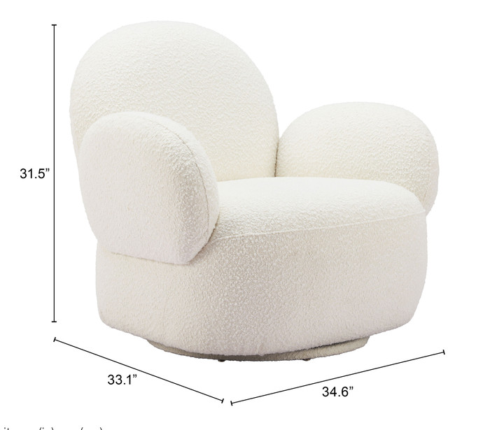 Zuo Modern Pilka Swivel Chair White