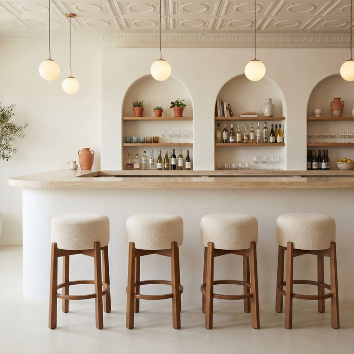 Zuo Modern Nade Counter Stool (Set of 2) Beige & Walnut