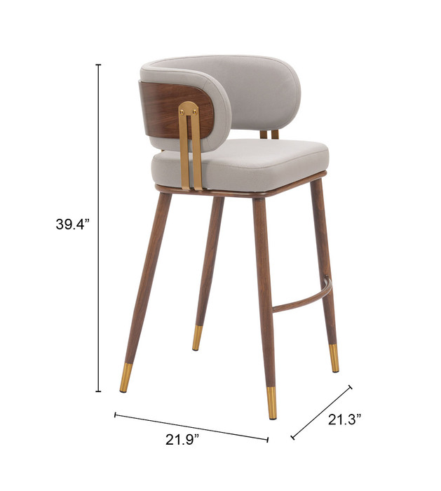 Zuo Modern Brew Barstool Beige & Walnut