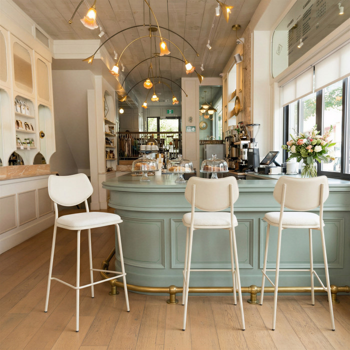 Zuo Modern Zeal Barstool (Set of 4) Light Gray & Beige