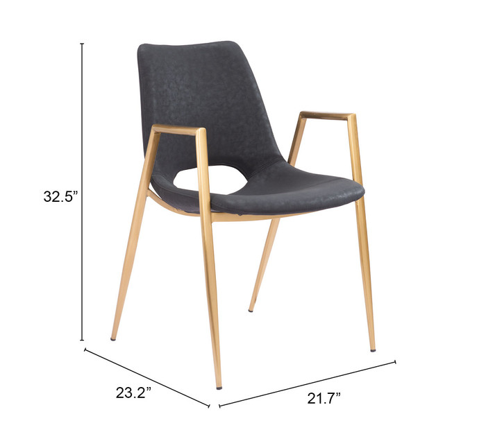 Zuo Modern Desi Dining Chair (Set of 2) Black & Gold