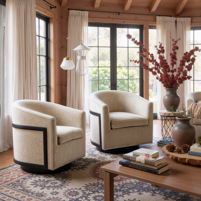 Zuo Modern Hanko Swivel Chair Golden Beige