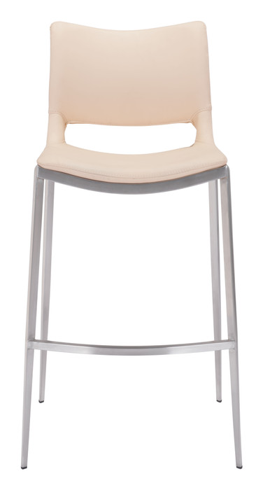 Zuo Modern Ace Barstool (Set of 2) Light Pink & Silver