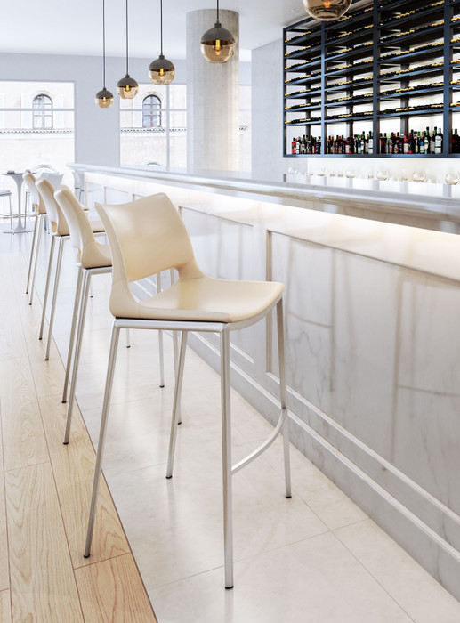 Zuo Modern Ace Barstool (Set of 2) Light Pink & Silver