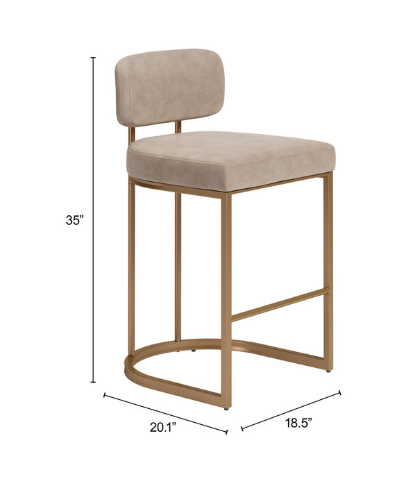 Zuo Modern Velar Counter Stool (Set of 2) Beige