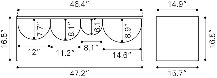 Zuo Modern Reed Coffee Table Brass & Black